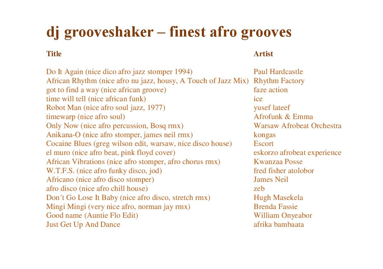 dj grooveshaker - finest afro grooves playlist